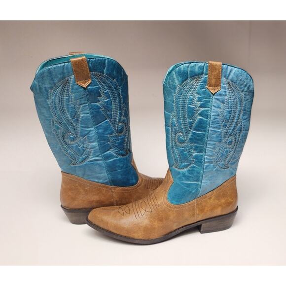Coconut Gaucho Two Tone Western Boots Size 8.5M - Picture 1 of 9